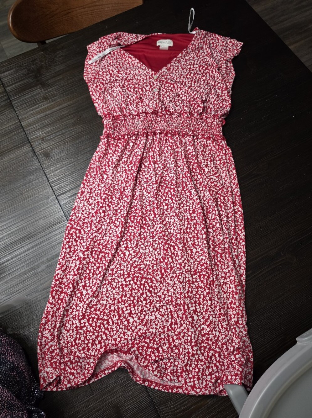 Dex Red Floral Maxi Dress with White Daisy Print